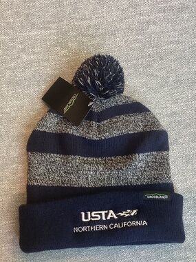 Brand new USTA striped beanie